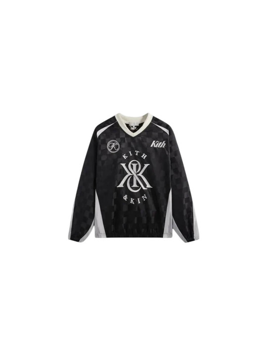 KITH Checkered Satin Dayton Combo Pullover | Black & White | STW
