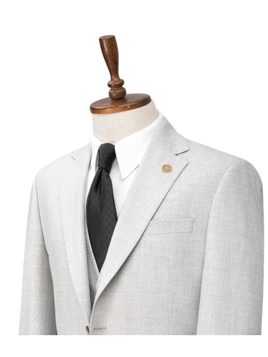 Bilbao Two Button Three Piece Premium Suit | Light Grey
