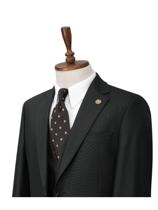 Bilbao Two Button Three Piece Premium Suit | Black