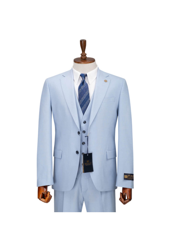 Bilbao Two Button Three Piece Premium Suit | Sky Blue