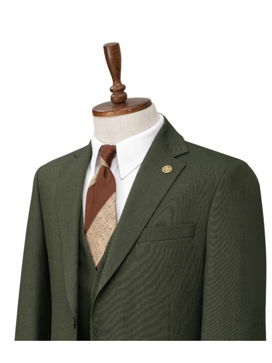 Bilbao Two Button Three Piece Premium Suit | Olive Green