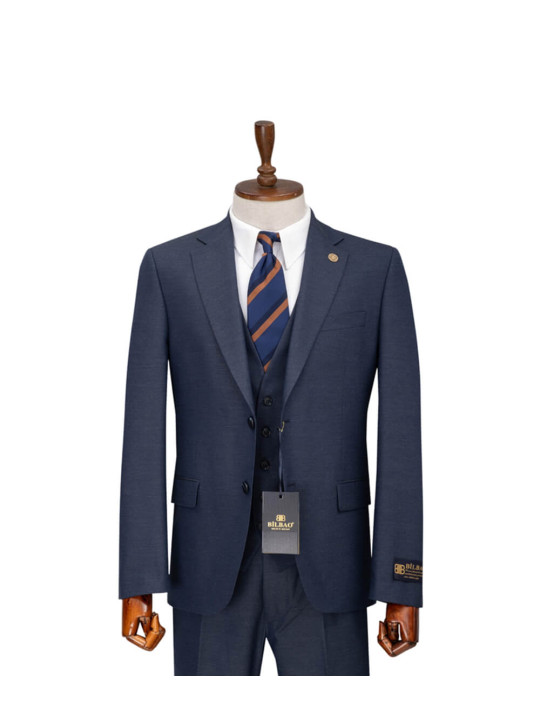 Bilbao Two Button Three Piece Premium Suit | Steel Blue