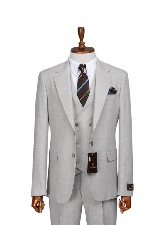 Marco Lorenzo Two Button Three Piece Premium Suit | Grey