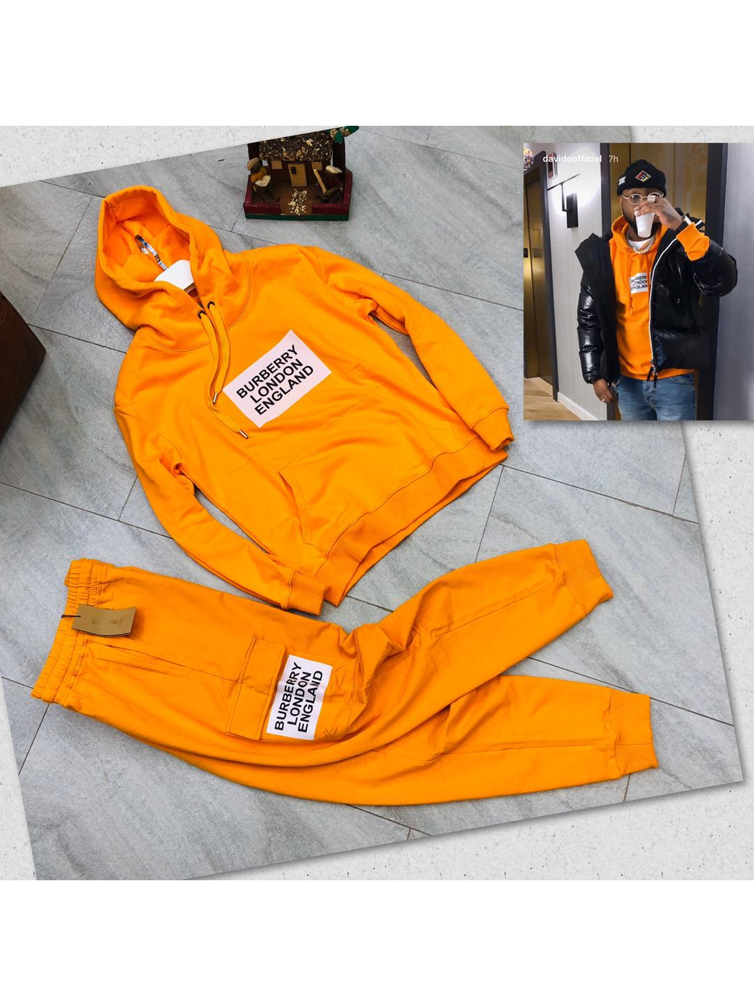 orange burberry hoodie