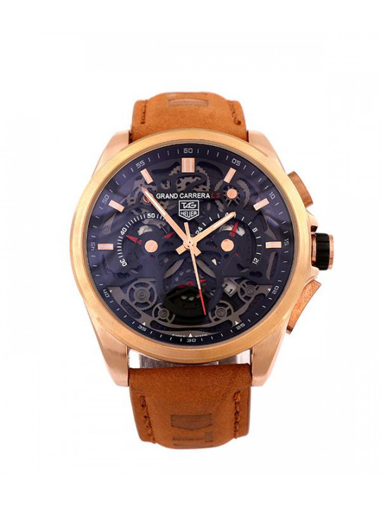 NEW TAG HEUER GRAND CARRERA BLACK DIAL FABRIC WATCH | BROWN