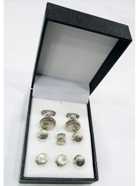 Men's Polished Silver Steel cufflinks set
