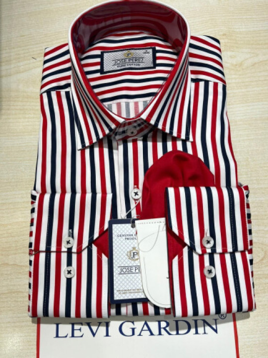 Jose Perez Striped LS Shirt | White |  Black |  Red