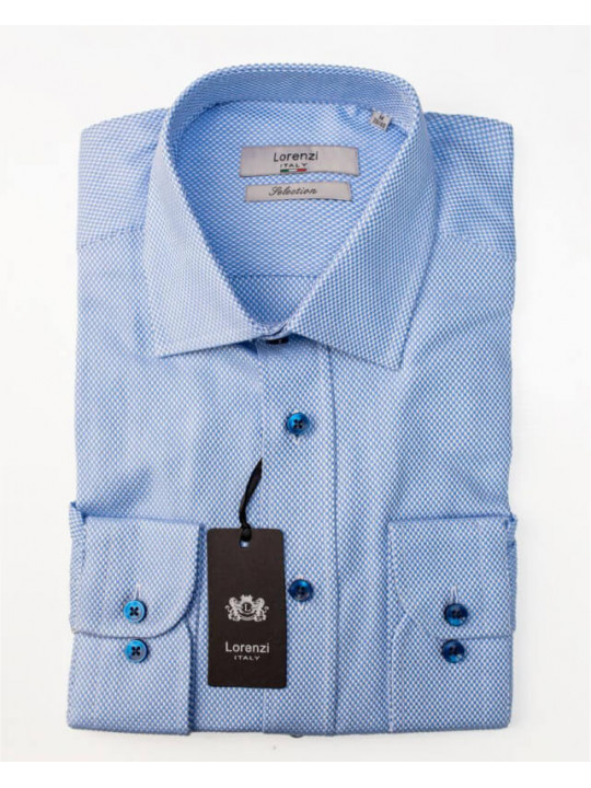 Lorenzi Italy Dotted LS Shirt | Blue