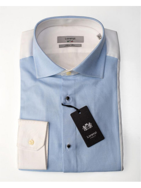 Lorenzi Italy LS Shirt | Blue |  White