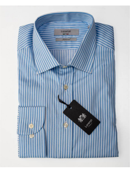 Lorenzi Italy Striped LS Shirt | Blue | White