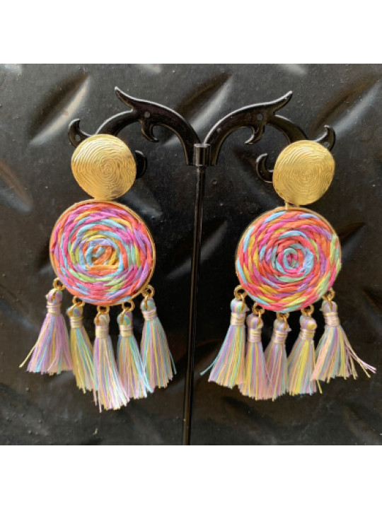 "Flower of Life" Multi-Colored Tassel Earrings