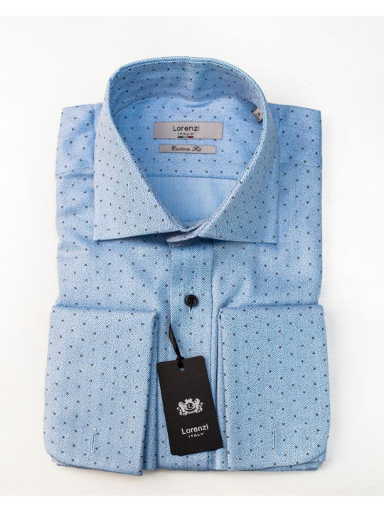 Lorenzi Italy LS Shirt With Tiny Plane Design | Blue