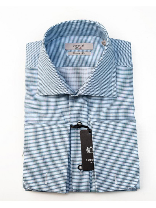 Lorenzi Italy Blue Minimal Check LS Shirt