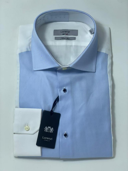 Lorenzi Italy Blue White LS Shirt