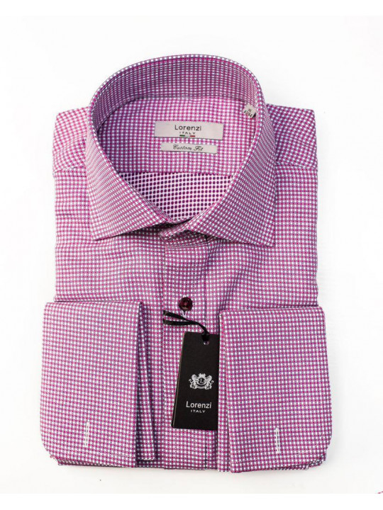 Lorenzi Italy Purple Checked LS Shirt