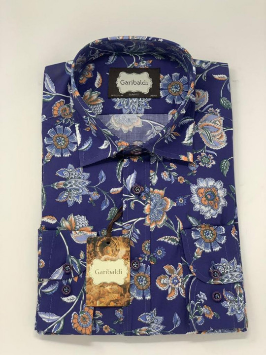 Garibaldi Italy Floral LS Shirt | Blue