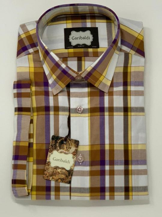Garibaldi Italy Striped SS Shirt | Brown Purple