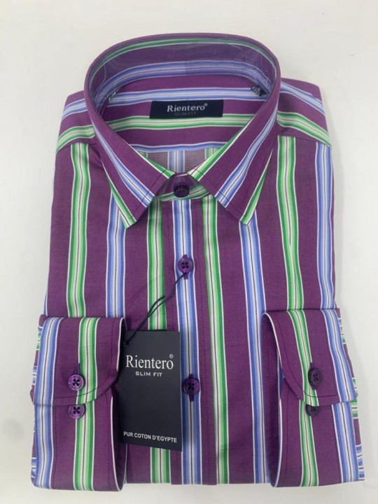 Rientero Purple Striped SS Shirt