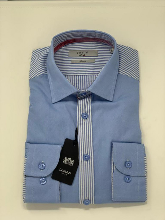 Lorenzi Italy Blue Striped LS Shirt