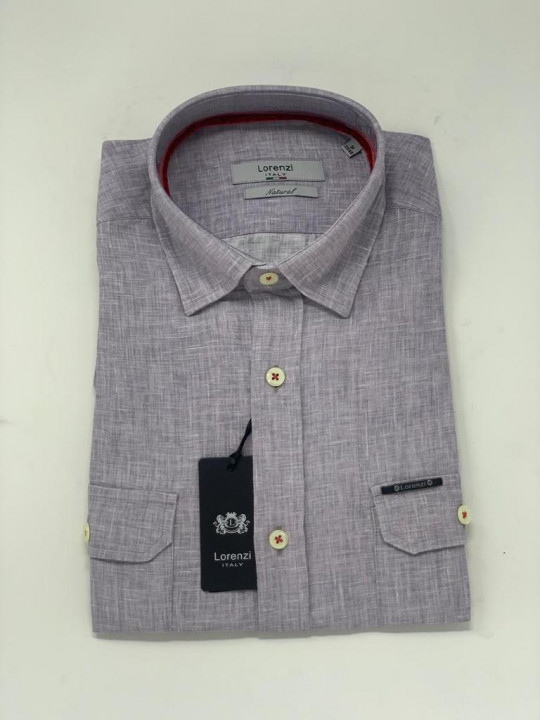 Lorenzi Italy Minimal Lined Light Purple LS Shirt
