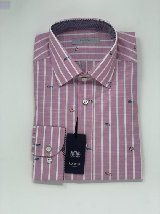 Lorenzi Italy Pink Stripes LS Shirt