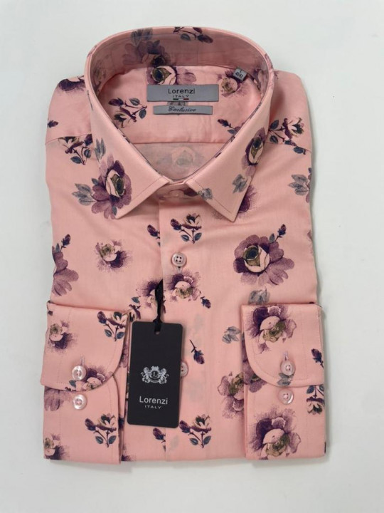 Lorenzi Italy Pink Striped LS Shirt
