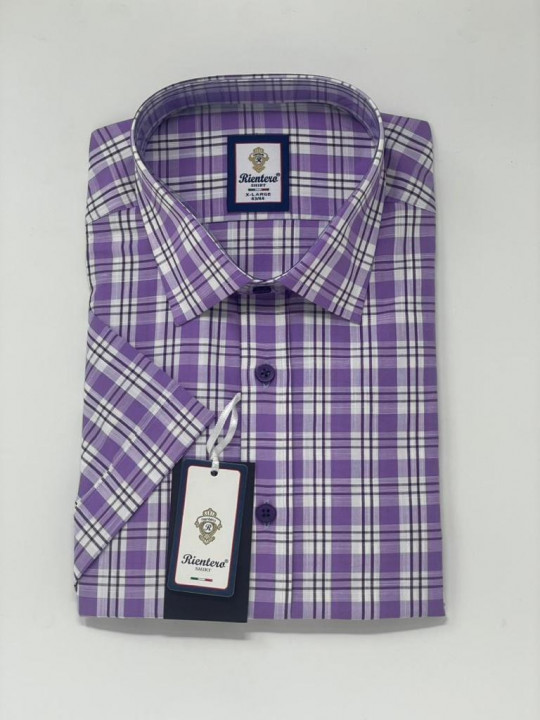 Rientero Italy  Purple Checked SS Shirt
