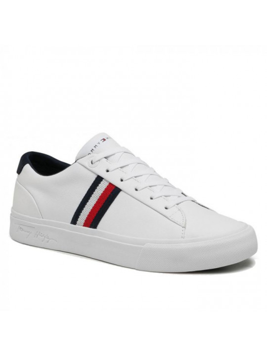 Tommy Hilfiger Men's Low Top Lace Up Sneakers | White
