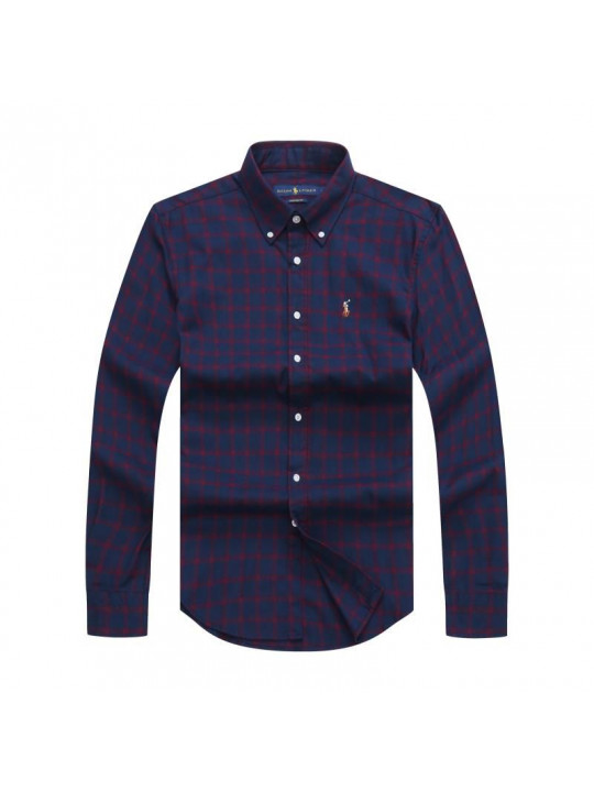 Polo Ralph Lauren Check Oxford LS Shirt | Dark Blue & Red