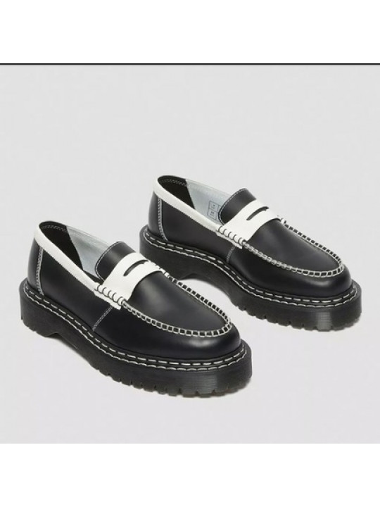 Dr Martens Penton Bex Double Stitch 'Black/White' Loafers
