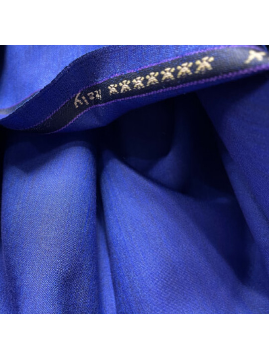 Minimal Striped  Premium 7 Star Italian Cashmere (1 Yard)  | Byzantine Blue