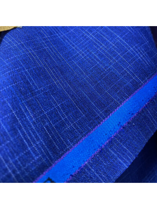 Minimal Cross Patterned  Premium 7 Star Italian Cashmere (1 Yard)  | Persian Blue