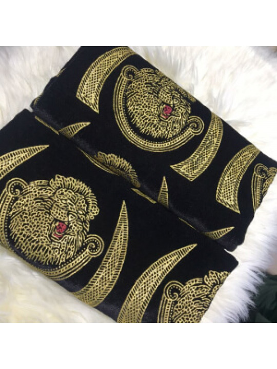 Isi Agu Lion Head Igbo traditional fabric (Per Yard) | Black & Cream
