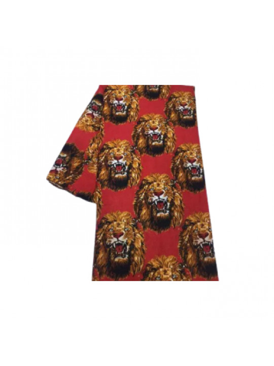 Isi Agu Lion Head Igbo traditional fabric (Per Yard) | Red & Brown