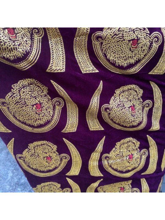 Isi Agu Lion Head Igbo traditional fabric (Per Yard) | Violet & Cream