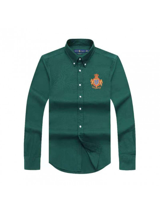 Polo Ralph Lauren Plain LS Shirt With Large Orange Emblem | Green