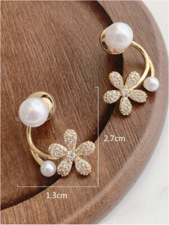 Floral Shape Rhinestones Earrings