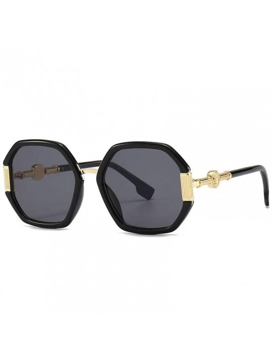 New Women Vintage Polygon Oversized Sunglasses - Black