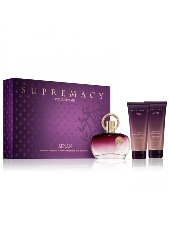 Afnan Supremacy Pour Femme Purple EDP 100ml 3 Piece Gift Set For Women