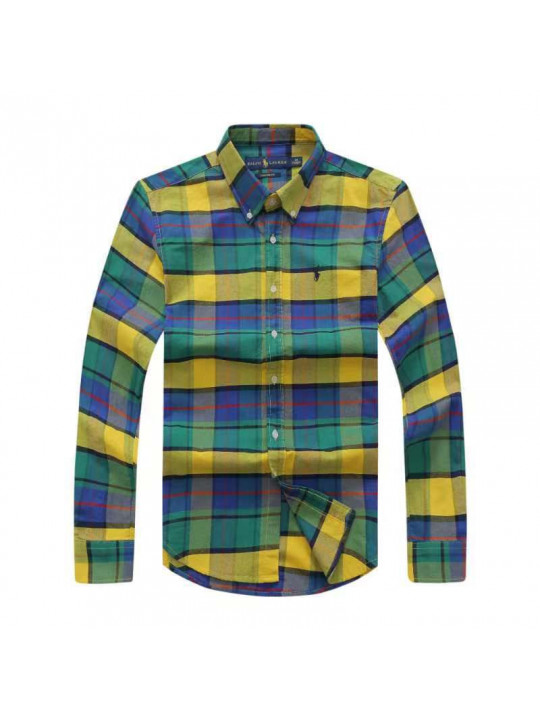 POLO RALPH LAUREN CHECK OXFORD LS SHIRT WITH TINY PONY EMBLEM |  YELLOW & BLUE