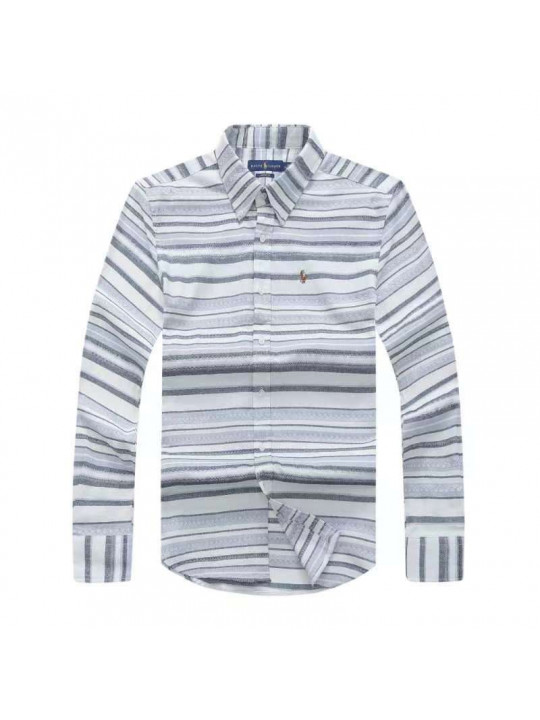 PRL MULTI COLORED STRIPPED OXFORD LS SHIRT WITH TINY PONY EMBLEM | SHADES OF GREY