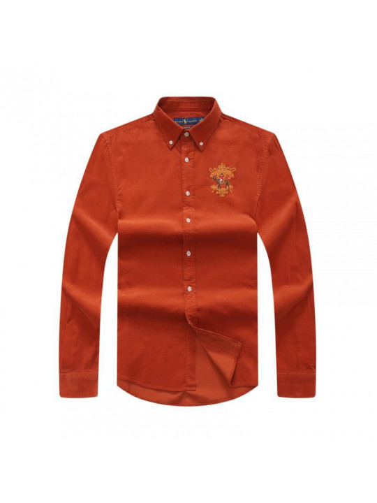 Polo Ralph Lauren Corduroy Shirt with  Bleecker 381 Crested Logo | Burnt Orange