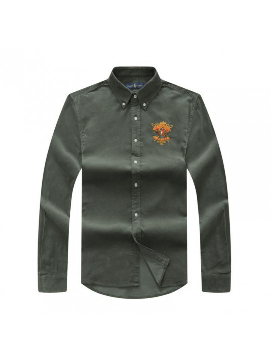 Polo Ralph Lauren Corduroy Shirt with  Bleecker 381 Crested Logo | Grey
