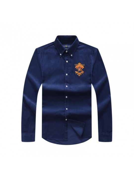 Polo Ralph Lauren Corduroy Shirt with  Bleecker 381 Crested Logo | Royal blue