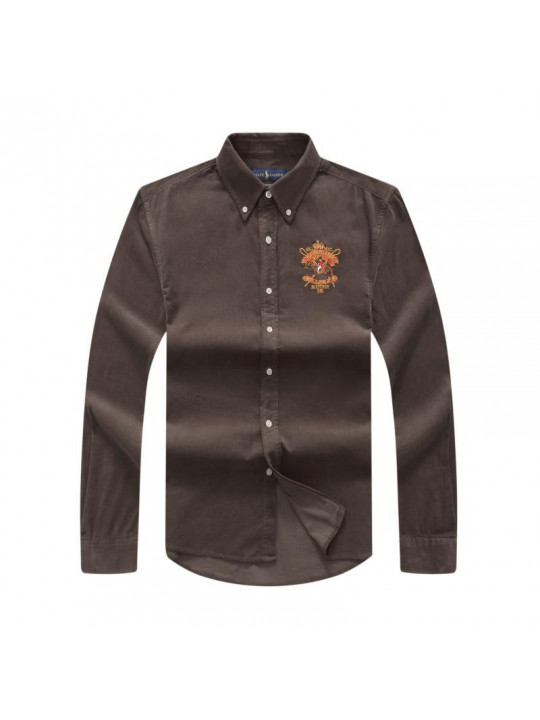 Polo Ralph Lauren Corduroy Shirt with  Bleecker 381 Crested Logo | Chocolate brown