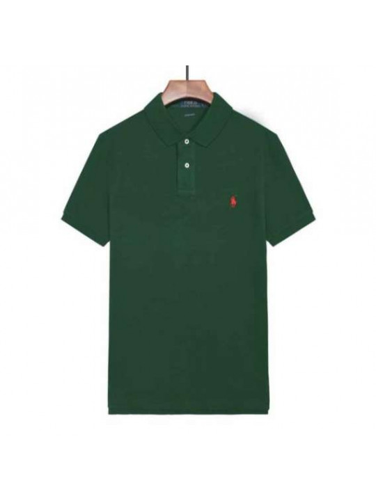 NEW RALPH LAUREN SHORT SLEEVE POLO WITH RED SMALL PONY CREST | GREEN