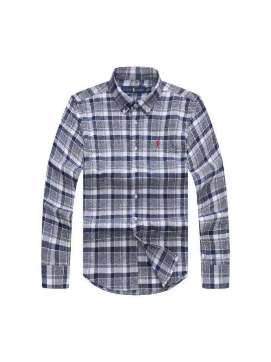 POLO RALPH LAUREN CHECK OXFORD LS SHIRT WITH TINY PONY EMBLEM | GREY & WHITE 
