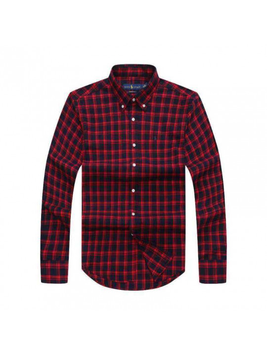 POLO RALPH LAUREN CHECK OXFORD LS SHIRT WITH TINY PONY EMBLEM | RED