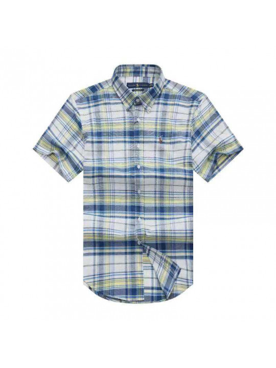 POLO RALPH LAUREN CHECK OXFORD SS SHIRT WITH TINY PONY EMBLEM |  GREY & WHITE