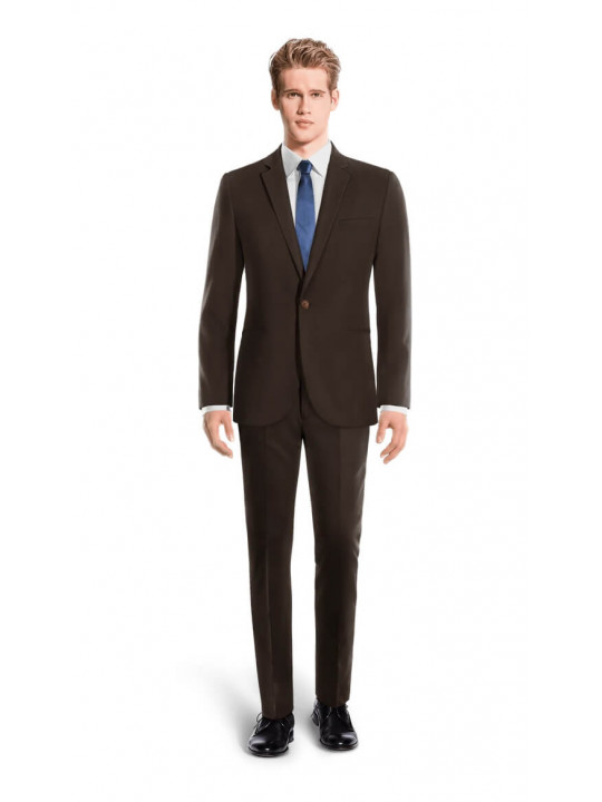 New Men One Button Two Piece Suit | Chocolate Brown